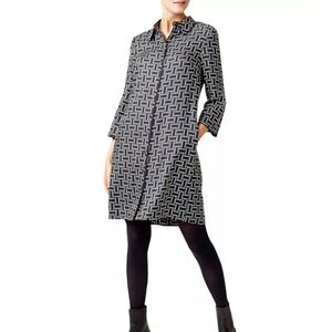 Geometric Patterned Black and White Dress